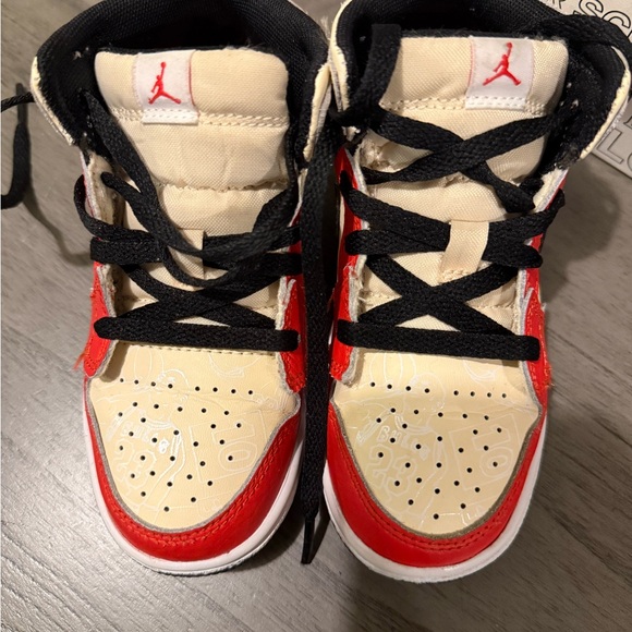 Jordan Red and Cream Sneakers Classic Design MID Toddler 10c - Picture 10 of 14